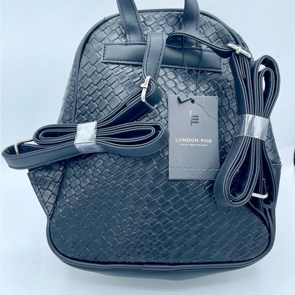 Brand New London Fog Elegant Black Woven Backpack - Picture 8 of 11